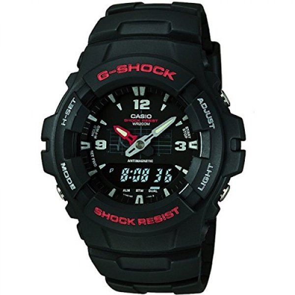 Casio G-Shock G-100 Series | Analog-Digital Watch | Shock Resistant | 200M Water Resistant | Anti-Magnetic | Neobrite Hands | EL Backlight | Black