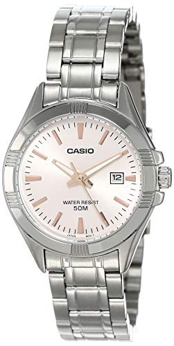 Casio #LTP1308D-4AV Women's Stainless Steel Analog Date Pink Dial Watch