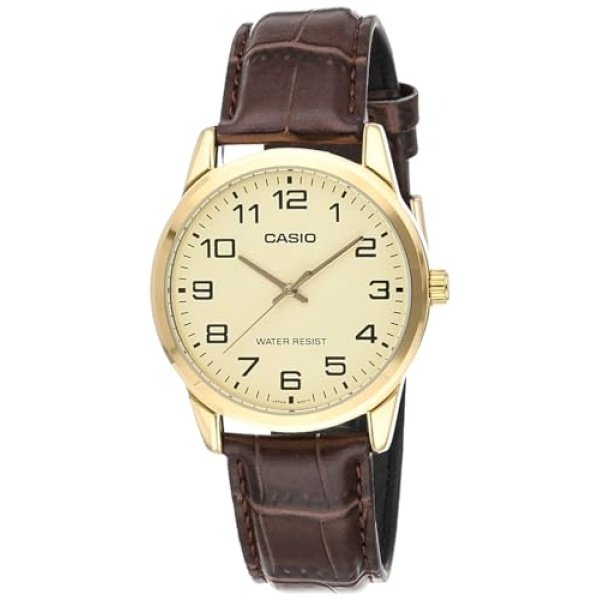 Casio Men's Mtp-v001gl-9b Quartz Watch with Genuine Leather