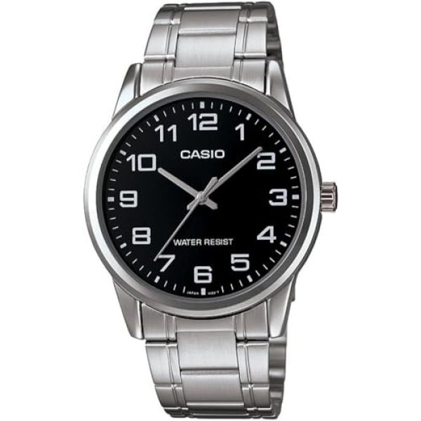 Casio #MTP-V001D-1B Men's Standard Stainless Steel Easy Reader Black Dial Watch