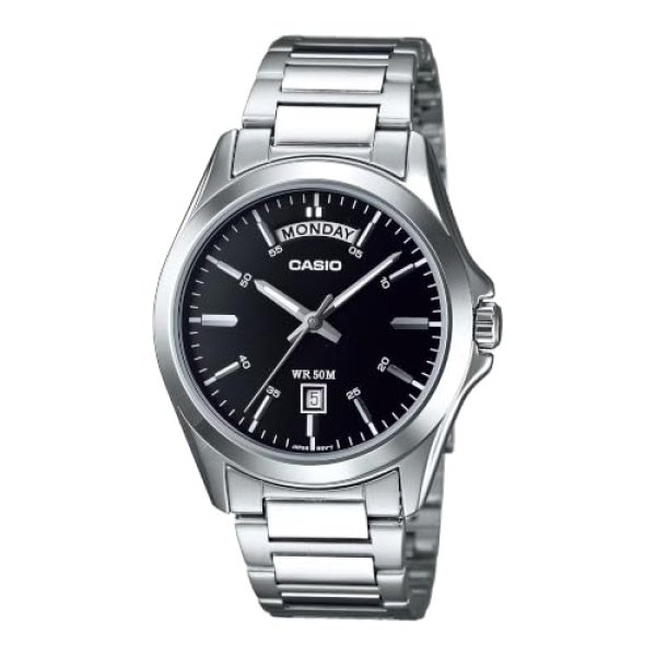 Casio MTP1370D-1A1V Men's Standard Stainless Steel Classic Day Date 3-Hand Analog Watch