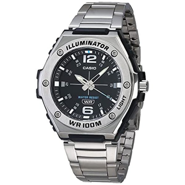 Casio MWA100H Series | Men’s Analog Watch |100M WR | Stainless Steel Bezel | LED Illuminator Backlight with Afterglow | Resin Band | 3 Hands (HR, MIN, SEC) | 3 Year Battery