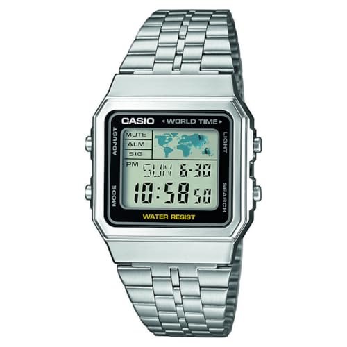 Casio Unisex Digital Watch with Stainless Steel Strap – A500WA-1D