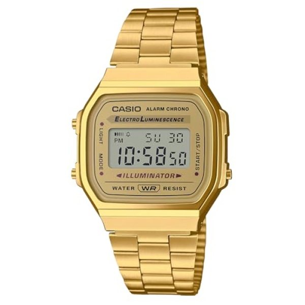 Casio Vintage Gold-Tone Stainless Steel Digital Watch 38.6x36.3mm - A168WG-9VT