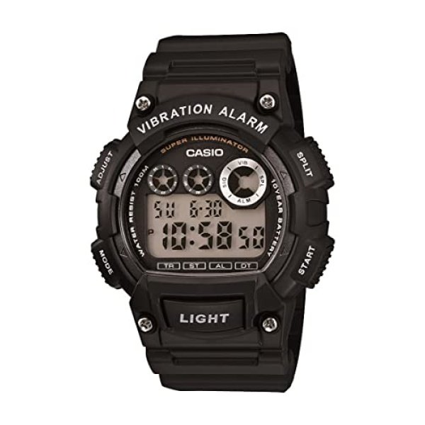 Casio W735H Series | Men’s Digital Watch | 1/100 SEC Stopwatch | Countdown Timer | Super Illuminator LED Light | 100 M Water Resistance | Daily Alarm | Auto Calendar | Dual Time | 10 Yr Battery