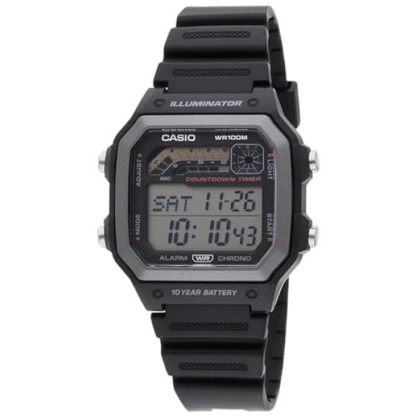 Casio WS1600H Series | Men’s Watch | Sports Design | Stopwatch | Countdown Timer | LED Light with Afterglow | 100M WR | Daily Alarm | Auto Calendar | World Time | 10 Year Battery