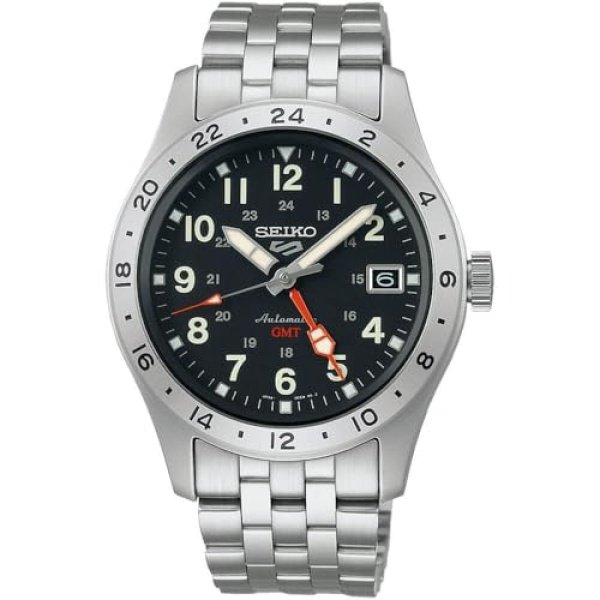 SEIKO Automatic Watch for Men - 5 Sports Collection - Men's Sport Watch, Stainless Steel, GMT Hand - Water-Resistant 100M