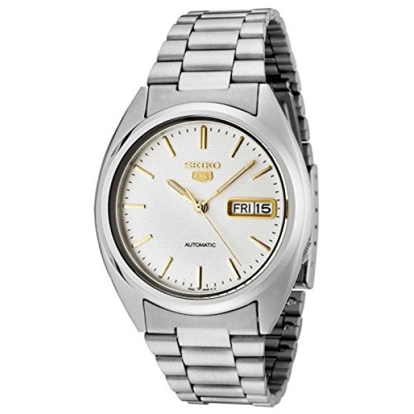 Seiko Men's SNXG47 Seiko 5 Automatic White Dial Stainless Steel Watch