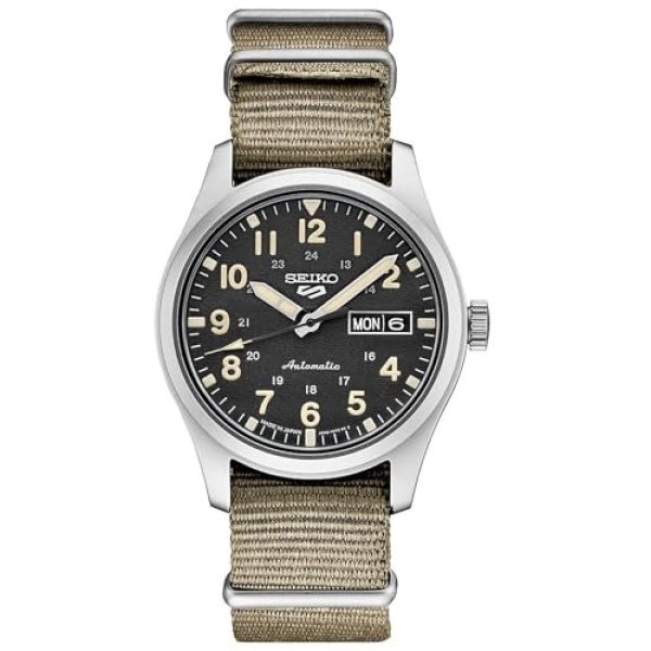 Seiko Men's SRPG35 Watch, Black Dial, 41-Hour Power Reserve, Stainless Steel Case, Nylon Strap, Water-Resistant